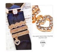 Angoily 3pcs Silicone Watch Band Decorative Charm with Zirconia Bling Rings Zinc Alloy Water Ripple Pattern for Strap Accessories for Business and Daily Wear