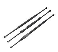 Angoily 3pcs Stainless Steel Ear Wax Picker Set with Double Head Spiral Design Smooth Surface for Accurate Earwax Removal Black Ear Pick Spoon
