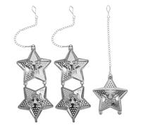 Angoily 3pcs Stainless Steel Fine Mesh Tea Infuser with Chain Hook Loose Leaf Tea Strainer Ball Filter Star Face Pattern for Home and Travel