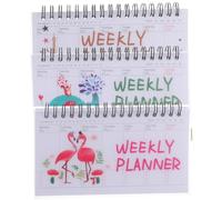 Angoily 3Pcs Student Weekly Planner Notebook with Coil Binding Multi Function Academic Organizer for Scheduling Note Taking and Goal Setting Portable Cartoon Covers Elephant Flamingo