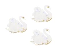Angoily 3pcs Swan Shape Embroidered Applique Patch Large Floral Design for Clothing Decoration Durable Easy to Sew Eye Catching Accessory for DIY Crafts and Fashion