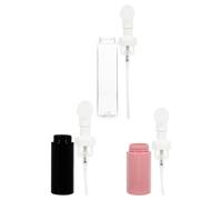 Angoily 3pcs Travel Foaming Dispenser Bottles Set 100ml, 30ml Pink, 50ml Black with Brush, Refillable Face Washing and Shower Gel Containers for Portable Cosmetic Storage Random Color