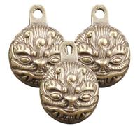 Angoily 3pcs Vintage Brass Bells for Crafts Keychain Charm Pendants Hanging Decorations with Golden Animal Patterns Suitable for Door Or Christmas Tree Holiday Tradition