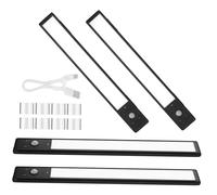 Angoily 4 Pcs Black LED Under Cabinet Lights with Motion Sensor Automatic Human Sensing Night Lights for Kitchen Sturdy Reading Illumination Rechargeable Cool Operation Easy Installation