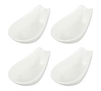 Angoily 4 Pcs Ceramic Spoon Rests White Spoon Holders for Home and Restaurant Use Easy to Clean and Sturdy Kitchen Utensil Holders