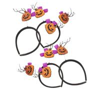 Angoily 4 Pieces Halloween Pumpkin Headbands for Women, Brightly Plastic Costume Headwear with Secure Fit and Comfortable Wear, for Trick or Treat Walks and Spooky Parties