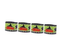 Angoily 4 Rolls Halloween Decorative Ribbon Yards Wear Resistant Polyester with Iron Wire Edge for Gift Box Wrapping and Halloween Themed Presents