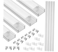 Angoily 4 Sets U-Shaped Aluminum Groove Small Diffuser White Tape Silicone Case LED Strip Lights LED Lamp Aluminum Tape Durable Strip Cover Channel Channel Housing