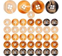 Angoily 40Pcs 15Mm Resin 4-Hole Coat Buttons Set for Sewing DIY Clothes Buttons in Black Milk Coffee Light Coffee and Dark Suitable for Sweaters Workwear and Windbreaker Coats