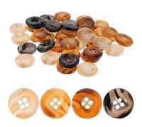 Angoily 40Pcs 18Mm Resin Four-Hole Buttons Set for Wind Coats DIY Sewing Replacement Buttons in Black Milk Coffee Light Coffee Dark for Garment Craft