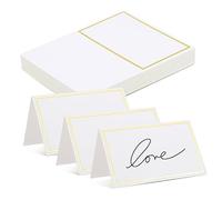 Angoily 40Pcs Blank Table Seating Cards with Gold Foil Border Pearl White Place Cards for Wedding Banquet Dinner Party Smooth Texture for Writing Guest Names and Table Numbers