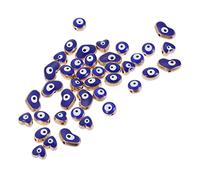 Angoily 40pcs Handmade Alloy Evil Eye Beads DIY Craft Charms for Jewelry Making Blue Pendants for Bracelets Necklaces Accessories Bright Color Decorative Loose Beads