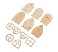Angoily 48pcs DIY Wooden Fairy Garden Doors Craft Kit Unpainted Miniature Wood Chips with Blank Surface for Custom Graffiti Painting Writing and Hanging Decorations for Fairy Decor