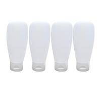 Angoily 4pcs 100ml Reusable Travel Makeup Bottles with Flip Cap, Lightweight Plastic Cosmetic Dispensers for Outdoor and Travel Use, White Squeeze Containers for Lotion and Shampoo