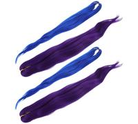 Angoily 4Pcs 26 Inch Pre-Stretched Synthetic Braiding Hair Extensions, Blue and Purple Yaki Texture Braids for Cosplay, Stage, Halloween, Lightweight Long Hair for Braiding