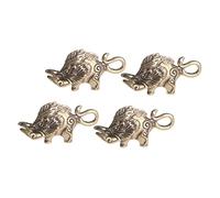 Angoily 4pcs Antique Brass Boar Keychain Charms DIY Craft Pendants Lightweight Retro Key Embellishments for Jewelry Making and Key Ring Accessories