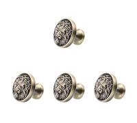 Angoily 4pcs Antique Vintage Lion Head Knobs Drawer Handle Gold Matte Finish Furniture Cupboard Handles for Dresser Closet Wardrobe