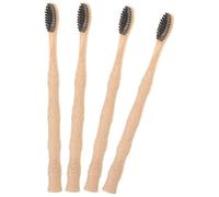 Angoily 4pcs Bamboo Toothbrushes with Soft Bristles for Gentle Oral Cleaning, Safe and Eco-Friendly Manual Toothbrushes in Beige, for Guest Rooms and Homestays