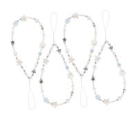 Angoily 4pcs Beaded Phone Lanyard with Fake Pearl Shell Charms Summer Beach Boho Style Wrist Strap for Phones Cameras Bags Portable Handsfree Accessory for Travel and Daily Use