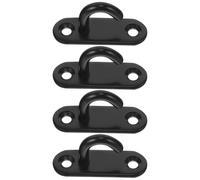 Angoily 4Pcs Black Pad Eye Plate Hooks M5 U-Shaped Ceiling and Wall Mount Hooks Heavy Duty Utility Anchors for Hanging Bags, Swings, and Rope Fixtures in Home Storage