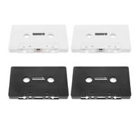 Angoily 4pcs Blank Cassette Tape Set Hard Case, Vintage DIY Audio Tape Decoration for Wall, Black and White Retro Cassette Accessories for Home and Party