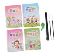 Angoily 4pcs Calligraphy Practice Copybook Set with Groove for Handwriting Improvement Double Sided Printing for Preschool and Beginners Includes Pen for Easy Use