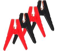 Angoily 4pcs Car Battery Jumper Cable Clamps with Grooved Test Clips Copper and Plastic Ignition Clamps for Automotive Emergencies and DIY Power Supply Suitable for Car Boat and Rv Use