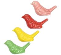 Angoily 4pcs Ceramic Bird Shaped Drawer Pulls Single Hole Zinc Alloy and Ceramic Cabinet Knobs, Red Pink Yellow Green, Decorative Handles for Cupboards, Dressers, and Closets