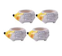 Angoily 4pcs Ceramic Succulent Plant Pots in Adorable Hedgehog Shape, Drought-resistant and Not Easy to Deform, for Office Or Store Decoration
