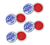 Angoily 4Pcs Chinese Calligraphy Ink Pad Bright Red Ceramic Box Reusable Inkpad for Students Teachers Painting Lovers Stamps DIY Crafts