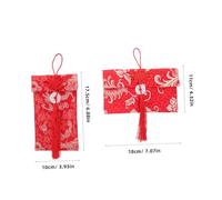 Angoily 4pcs Chinese Red Envelopes Fabric Cloth Dragon and Phoenix Embroidered Lunar Year Money Envelopes for Spring Festival Lucky Money Bags