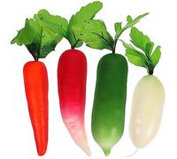 Angoily 4pcs Cognitive Toys Fake Radish Vegetable Models Decorative Artificial Flora for Home