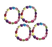 Angoily 4Pcs Colorful Skull Bead Bracelets Punk Gothic Wristbands for Men Women Halloween Costume Accessories Unique Skeleton Wrist Decoration