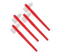 Angoily 4pcs Denture Cleaning Toothbrush Set for Partial and Full Dentures, Small Size Double-Sided Brush with Nylon Bristles, for Home and Travel Use