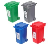 Angoily 4PCS Desktop Trash Can: Mini Curbside Recycle Bins with Lid - Novelty Toy Garbage Truck Playset - Tiny Pencil Cup Pencil Holder with Lid for Home and Office