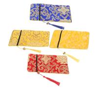 Angoily 4pcs Embroidery Brocade Zipper Pouches Classic Chinese Dragon Pattern Storage Bags for Buddhist Scriptures Book Wrap Cloth Portable Multi Use Organizer for Travel and Temple