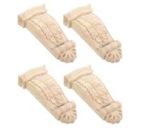 Angoily 4pcs European-Style Wood Carving Decoration Carved Wood Corbels for Mantle Corbel Decorative Shelf Ornate Brackets Unfinished Appliques for Home Doorways Furniture Trim