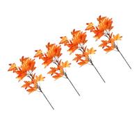 Angoily 4pcs Faux Leaves Artificial Flower Delicate Maple Leaves Plastic Home Decoration Office Decoration Orange Lifelike Autumn Branch for Thanksgiving