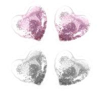 Angoily 4pcs Heart Shape Gel Eye Cooling Patches Reusable Cold Compress Under Eye Pads and Relief Pink and Silver Suitable for Summer