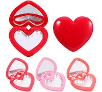 Angoily 4pcs Heart-Shaped Lipstick Box with Mirror, Refillable Empty Eyeshadow and Highlighter Case Cosmetic Tray for Female Makeup Storage, Portable Lipstick Container in Pink, Red, Rose,