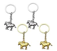 Angoily 4pcs Horse Racing Keychains Metal Equestrian Key Rings Zinc Alloy Souvenir Pendant for Purses Realistic Appearance, for Horse Racing Enthusiasts