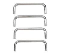 Angoily 4pcs Industrial Handles Round Bar Solid Iron Pull Handles for u Shaped Silver Finish Industry Pull for Chests
