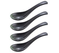 Angoily 4pcs Japanese Style Ceramic Ramen Soup Spoons Set with Anti-scalding Feature for Scooping Honey, Tableware Decorations for Home and Dining