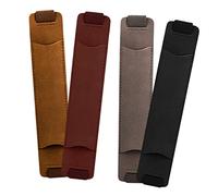 Angoily 4pcs Leather Pen Sleeves Elastic Band Vintage Matte Leather Pen Pouches for Business Travel in Black Brown Gray Burgundy