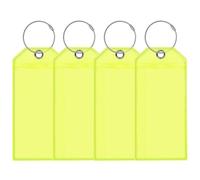 Angoily 4pcs Luggage Tags Baggage Tags Wear-Resistant Fluorescent Yellow Stainless Steel PVC Travel Use with Straps Connector and Name Cards for Easy Identification