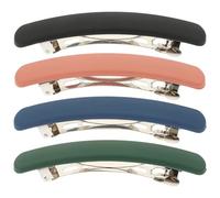 Angoily 4Pcs Matte Large Rectangle Spring Hair Clips Set for Women, Non-Slip French Barrette Hairpins in Pink, Navy, Olive, and Black for Fine and Thick Hair Styling