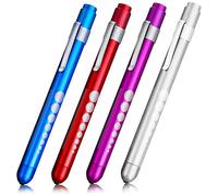 Angoily 4pcs Medical Pen Lights for Nurses and Doctors Led Nursing Penlight Pupil Gauge Red Purple Silver Blue for Clinical Use and Nursing School Supplies
