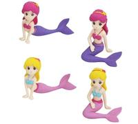 Angoily 4pcs Mermaid Design Cake Toppers, Lovely Cake Inserted Cards for Baking Ornaments, Party Decoration, Assorted Colors