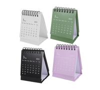 Angoily 4pcs Mini Desk Calendar Set Compact English Yearly Planner Portable Standing Flip Desktop Month Calendar for Office Home Study Modern Minimalist Design
