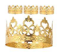 Angoily 4Pcs Mini Gold Crown Cake Decorations Princess Wedding Birthday Party Cake Toppers Elegant King Crown Centerpieces for Tables Non-Edible